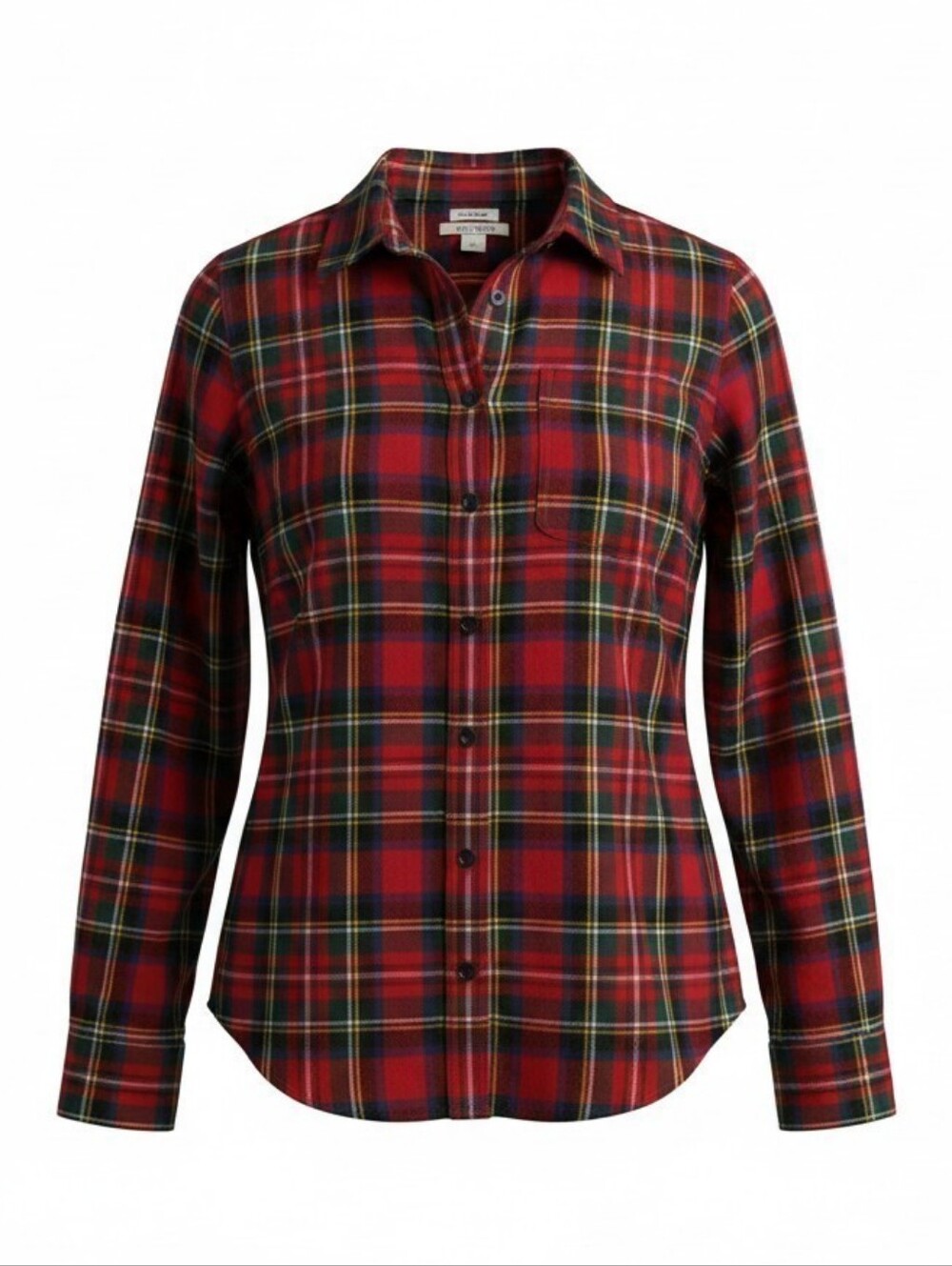 LL Bean Slightly Fitted Plaid Flannel Long Sleeve Shirt Womens Size Small Cotton